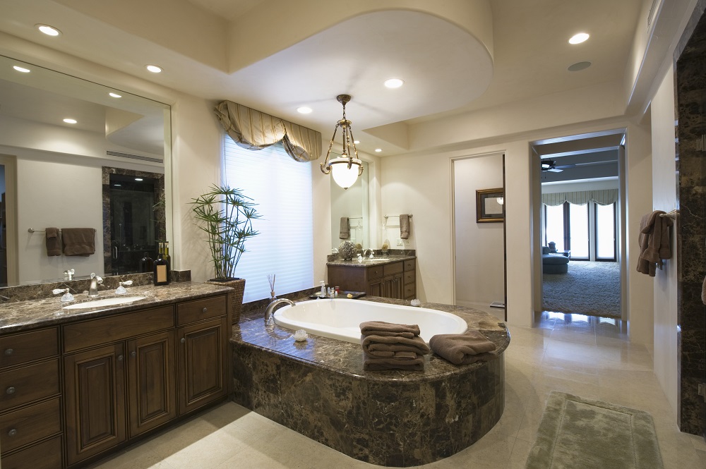luxurious bathroom with classy bathtub